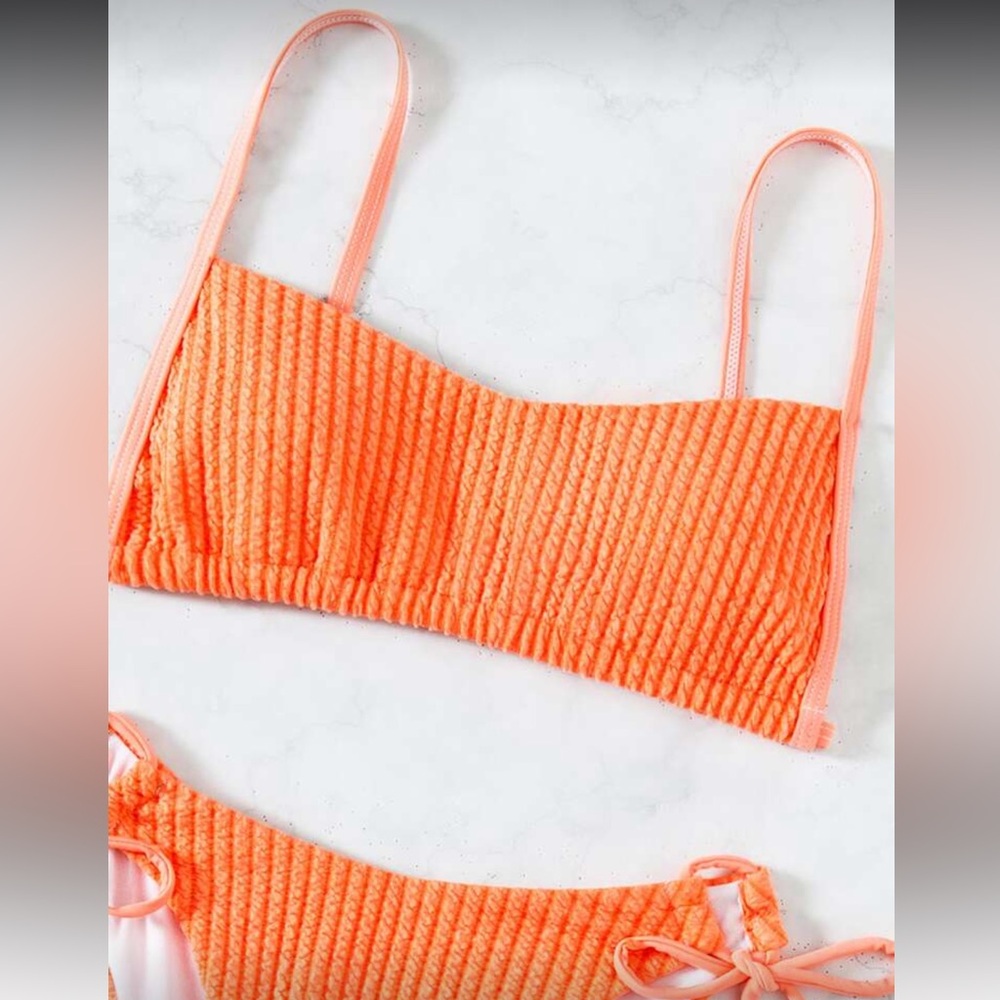 Orange Ribbed Bikini Set - Picture 4 of 6